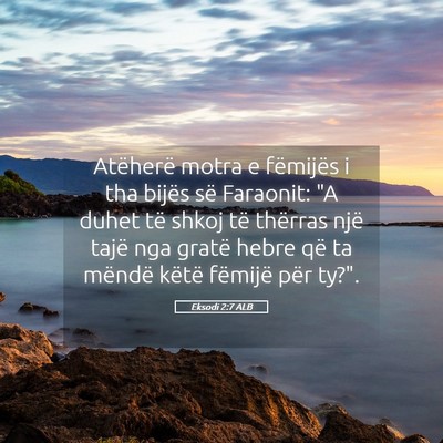 Picture 05 - Eksodi 2:7 ALB - Atëherë motra e fëmijës i tha bijës së - Bible Verse Picture