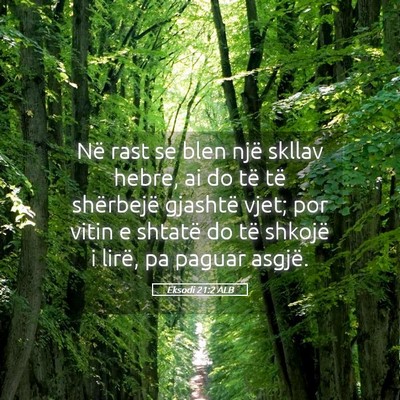 Picture 05 - Eksodi 21:2 ALB - Në rast se blen një skllav hebre, ai do të të - Bible Verse Picture