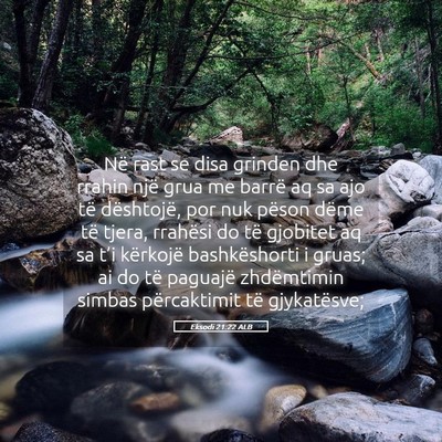 Picture 05 - Eksodi 21:22 ALB - Në rast se disa grinden dhe rrahin një grua me - Bible Verse Picture