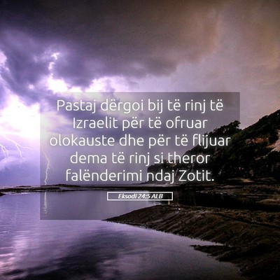 Picture 05 - Eksodi 24:5 ALB - Pastaj dërgoi bij të rinj të Izraelit për të - Bible Verse Picture