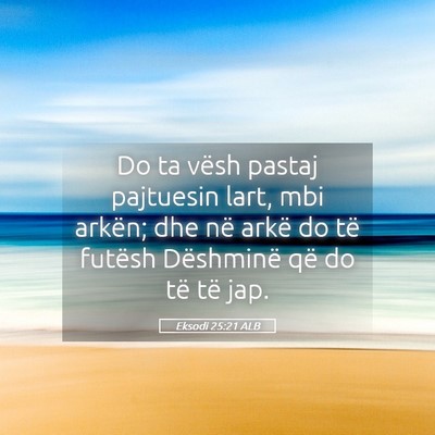 Picture 05 - Eksodi 25:21 ALB - Do ta vësh pastaj pajtuesin lart, mbi arkën; - Bible Verse Picture