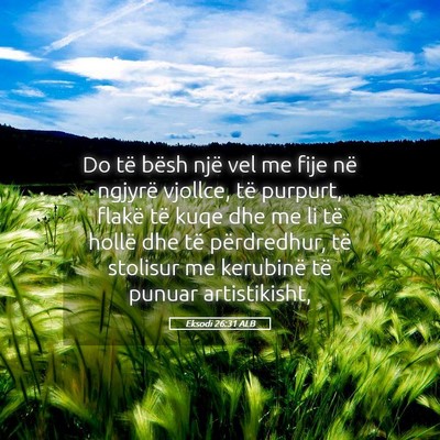 Picture 05 - Eksodi 26:31 ALB - Do të bësh një vel me fije në ngjyrë - Bible Verse Picture