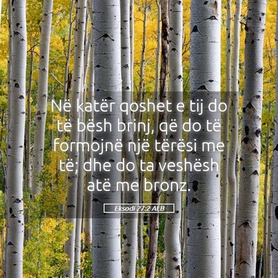 Picture 05 - Eksodi 27:2 ALB - Në katër qoshet e tij do të bësh brinj, që - Bible Verse Picture