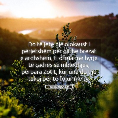 Picture 05 - Eksodi 29:42 ALB - Do të jetë një olokaust i përjetshëm për - Bible Verse Picture