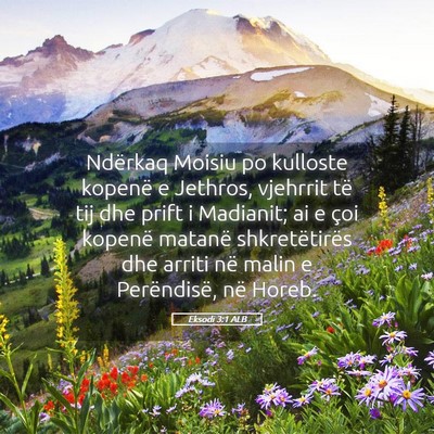 Picture 05 - Eksodi 3:1 ALB - Ndërkaq Moisiu po kulloste kopenë e Jethros, - Bible Verse Picture