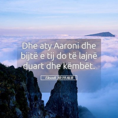Picture 05 - Eksodi 30:19 ALB - Dhe aty Aaroni dhe bijtë e tij do të lajnë - Bible Verse Picture