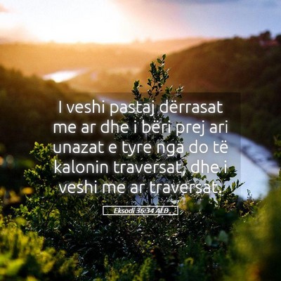Picture 05 - Eksodi 36:34 ALB - I veshi pastaj dërrasat me ar dhe i bëri prej - Bible Verse Picture