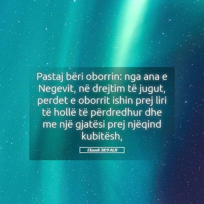 Picture 05 - Eksodi 38:9 ALB - Pastaj bëri oborrin: nga ana e Negevit, në - Bible Verse Picture
