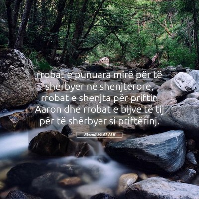 Picture 05 - Eksodi 39:41 ALB - rrobat e punuara mirë për të shërbyer në - Bible Verse Picture
