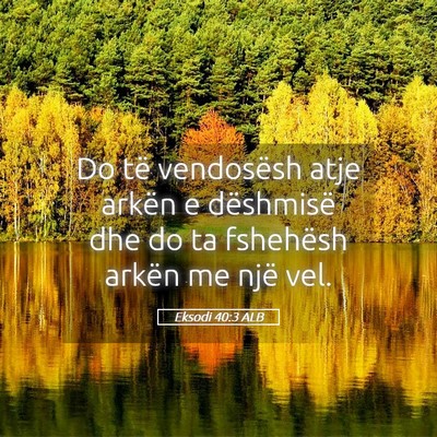 Picture 05 - Eksodi 40:3 ALB - Do të vendosësh atje arkën e dëshmisë dhe do - Bible Verse Picture