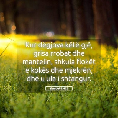 Picture 05 - Esdra 9:3 ALB - Kur dëgjova këtë gjë, grisa rrobat dhe - Bible Verse Picture