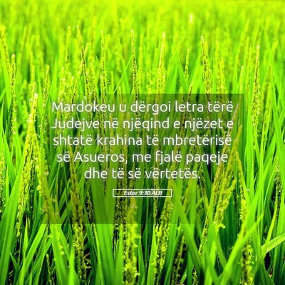 Picture 05 - Ester 9:30 ALB - Mardokeu u dërgoi letra tërë Judejve në - Bible Verse Picture