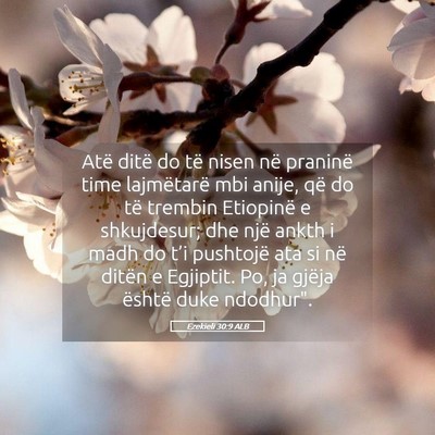 Picture 05 - Ezekieli 30:9 ALB - Atë ditë do të nisen në praninë time - Bible Verse Picture