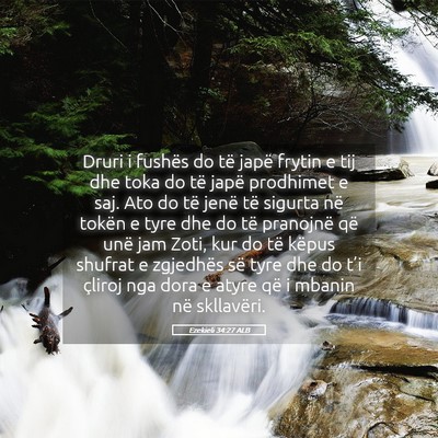 Picture 05 - Ezekieli 34:27 ALB - Druri i fushës do të japë frytin e tij dhe - Bible Verse Picture