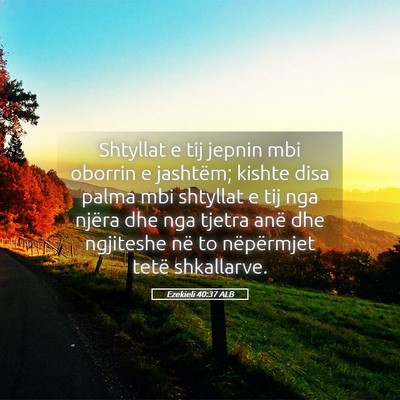 Picture 05 - Ezekieli 40:37 ALB - Shtyllat e tij jepnin mbi oborrin e jashtëm; - Bible Verse Picture