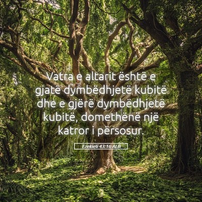 Picture 05 - Ezekieli 43:16 ALB - Vatra e altarit është e gjatë dymbëdhjetë - Bible Verse Picture