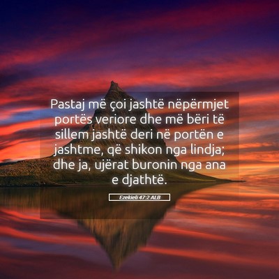 Picture 05 - Ezekieli 47:2 ALB - Pastaj më çoi jashtë nëpërmjet portës - Bible Verse Picture