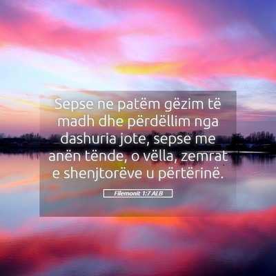 Picture 05 - Filemonit 1:7 ALB - Sepse ne patëm gëzim të madh dhe përdëllim - Bible Verse Picture