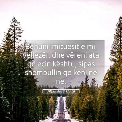 Picture 05 - Filipianëve 3:17 ALB - Bëhuni imituesit e mi, vëllezër, dhe vëreni - Bible Verse Picture