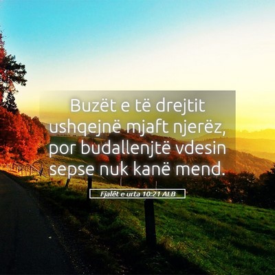 Picture 05 - Fjalët e urta 10:21 ALB - Buzët e të drejtit ushqejnë mjaft njerëz, por - Bible Verse Picture