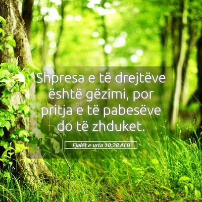 Picture 05 - Fjalët e urta 10:28 ALB - Shpresa e të drejtëve është gëzimi, por - Bible Verse Picture