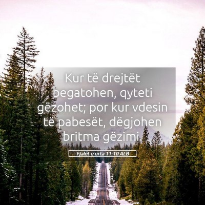 Picture 05 - Fjalët e urta 11:10 ALB - Kur të drejtët begatohen, qyteti gëzohet; por - Bible Verse Picture