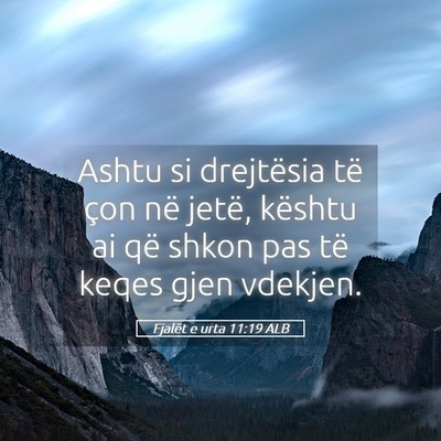 Picture 05 - Fjalët e urta 11:19 ALB - Ashtu si drejtësia të çon në jetë, kështu - Bible Verse Picture