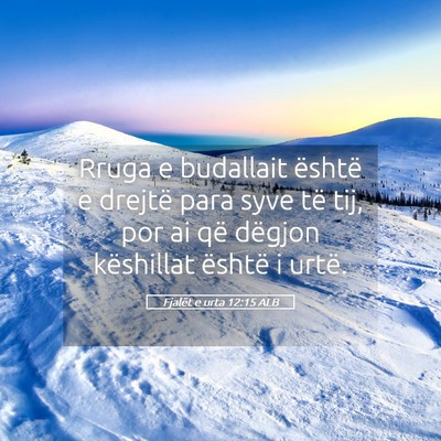 Picture 05 - Fjalët e urta 12:15 ALB - Rruga e budallait është e drejtë para syve të - Bible Verse Picture