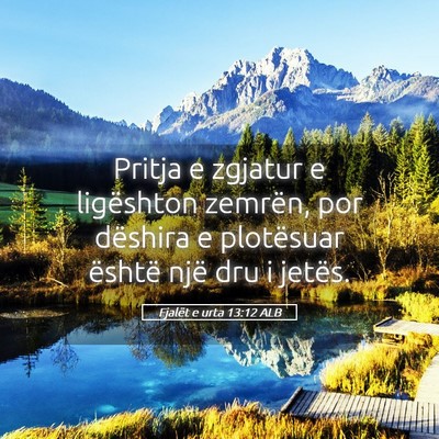 Picture 05 - Fjalët e urta 13:12 ALB - Pritja e zgjatur e ligështon zemrën, por - Bible Verse Picture