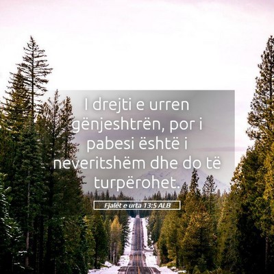 Picture 05 - Fjalët e urta 13:5 ALB - I drejti e urren gënjeshtrën, por i pabesi - Bible Verse Picture