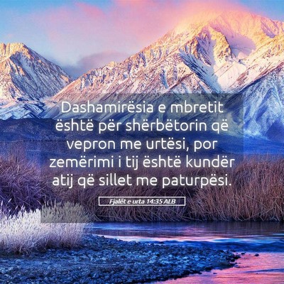 Picture 05 - Fjalët e urta 14:35 ALB - Dashamirësia e mbretit është për - Bible Verse Picture