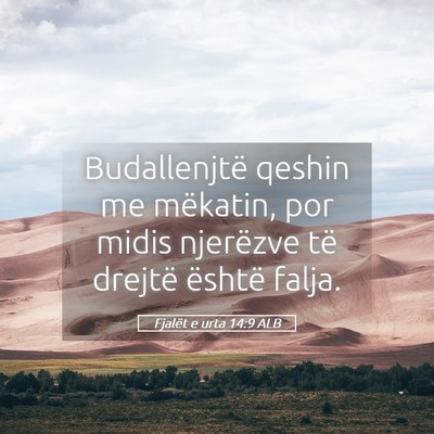 Picture 05 - Fjalët e urta 14:9 ALB - Budallenjtë qeshin me mëkatin, por midis - Bible Verse Picture