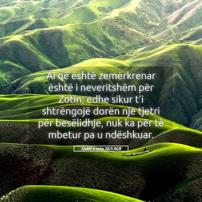Picture 05 - Fjalët e urta 16:5 ALB - Ai që është zemërkrenar është i - Bible Verse Picture