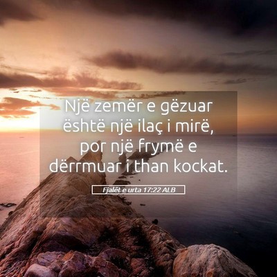 Picture 05 - Fjalët e urta 17:22 ALB - Një zemër e gëzuar është një ilaç i mirë, - Bible Verse Picture