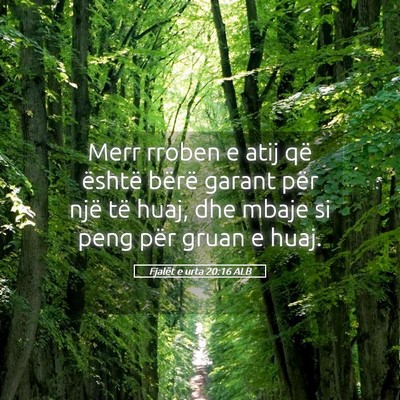 Picture 05 - Fjalët e urta 20:16 ALB - Merr rroben e atij që është bërë garant për - Bible Verse Picture