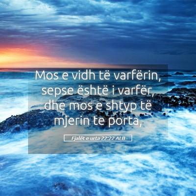 Picture 05 - Fjalët e urta 22:22 ALB - Mos e vidh të varfërin, sepse është i - Bible Verse Picture