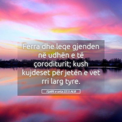 Picture 05 - Fjalët e urta 22:5 ALB - Ferra dhe leqe gjenden në udhën e të - Bible Verse Picture
