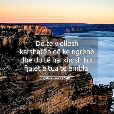 Picture 05 - Fjalët e urta 23:8 ALB - Do të vjellësh kafshatën që ke ngrënë dhe - Bible Verse Picture