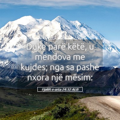 Picture 05 - Fjalët e urta 24:32 ALB - Duke parë këtë, u mendova me kujdes; nga sa - Bible Verse Picture