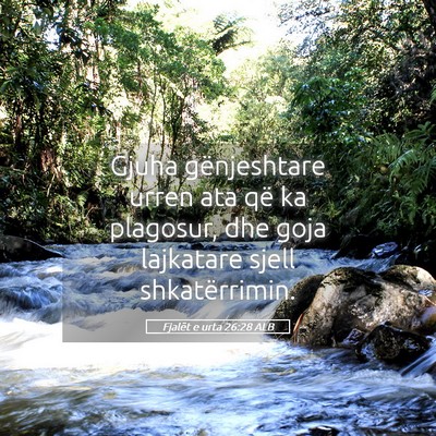 Picture 05 - Fjalët e urta 26:28 ALB - Gjuha gënjeshtare urren ata që ka plagosur, dhe - Bible Verse Picture
