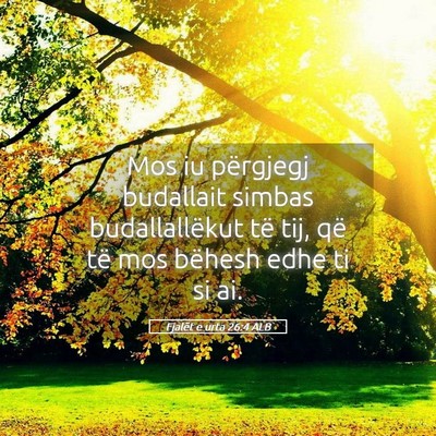 Picture 05 - Fjalët e urta 26:4 ALB - Mos iu përgjegj budallait simbas budallallëkut - Bible Verse Picture