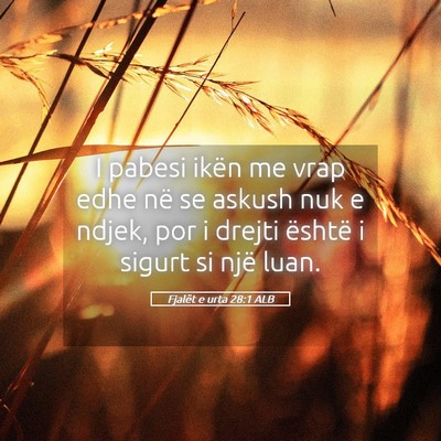 Picture 05 - Fjalët e urta 28:1 ALB - I pabesi ikën me vrap edhe në se askush nuk e - Bible Verse Picture