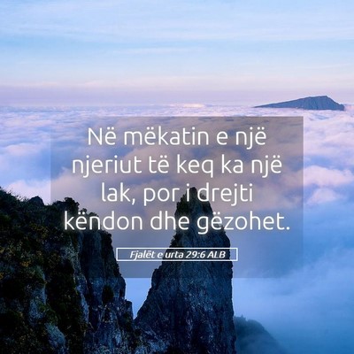 Picture 05 - Fjalët e urta 29:6 ALB - Në mëkatin e një njeriut të keq ka një lak, - Bible Verse Picture
