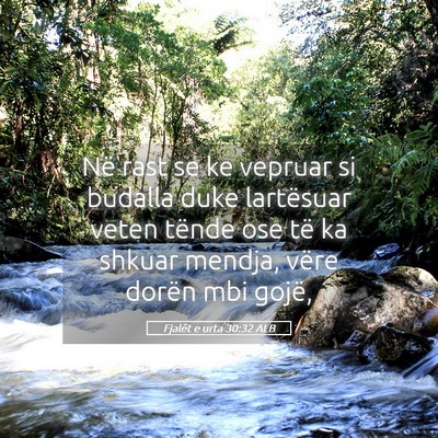 Picture 05 - Fjalët e urta 30:32 ALB - Në rast se ke vepruar si budalla duke lartësuar - Bible Verse Picture