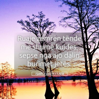 Picture 05 - Fjalët e urta 4:23 ALB - Ruaje zemrën tënde me shumë kujdes, sepse nga - Bible Verse Picture