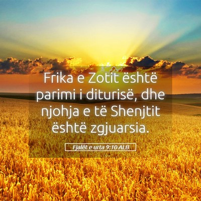 Picture 05 - Fjalët e urta 9:10 ALB - Frika e Zotit është parimi i diturisë, dhe - Bible Verse Picture