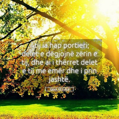 Picture 05 - Gjoni 10:3 ALB - Atij ia hap portieri; delet e dëgjojnë zërin e - Bible Verse Picture
