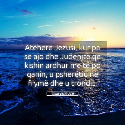 Picture 05 - Gjoni 11:33 ALB - Atëherë Jezusi, kur pa se ajo dhe Judenjtë që - Bible Verse Picture
