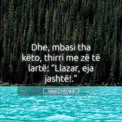 Picture 05 - Gjoni 11:43 ALB - Dhe, mbasi tha këto, thirri me zë të lartë: - Bible Verse Picture