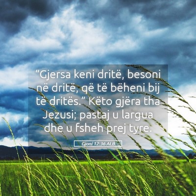 Picture 05 - Gjoni 12:36 ALB - “Gjersa keni dritë, besoni në dritë, që të - Bible Verse Picture